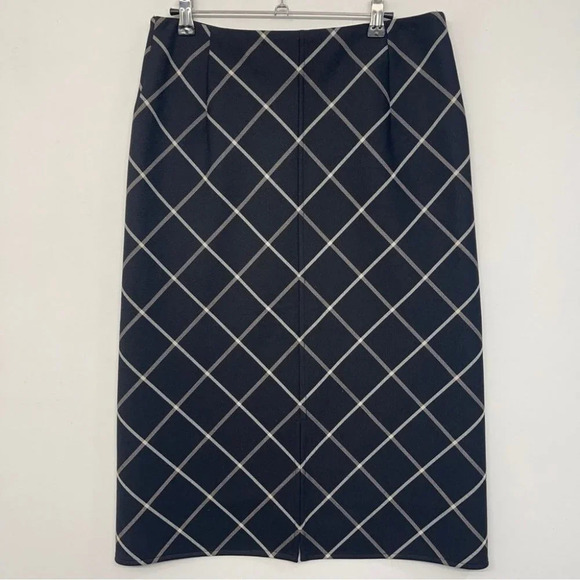 Rag & Bone Windowpane MIDI Skirt 6 Black Front Zipper Sabina - Picture 8 of 13
